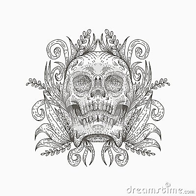 Skull decoration vector illustration design Cartoon Illustration