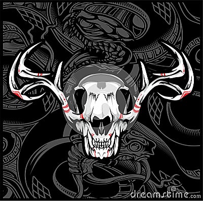 Skull deer vector hand drawing Vector Illustration