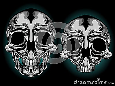 Silver skull head Vector Illustration