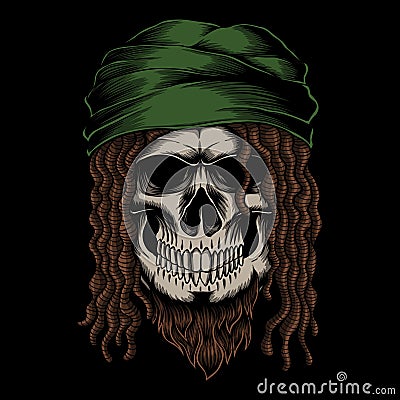 Skull dreadlocks vector illustration Vector Illustration