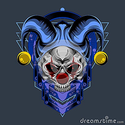 Skull face clown Vector Illustration