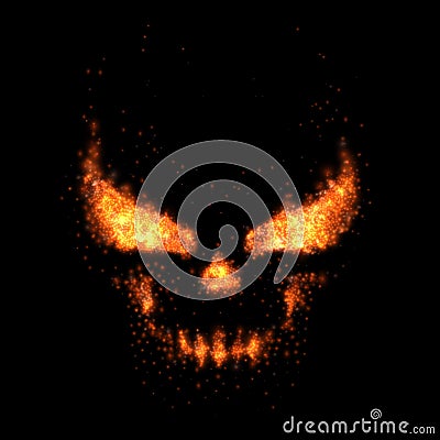 Skull fire realistic flame particles, vector illustration Vector Illustration