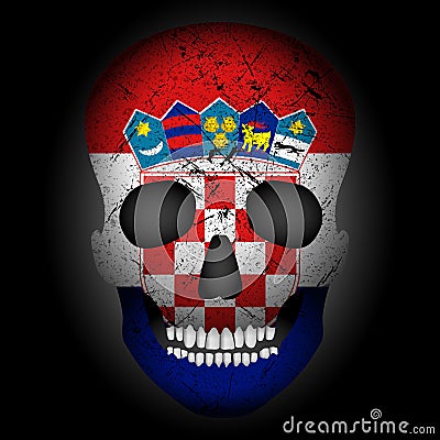 Skull flag Croatia Vector Illustration