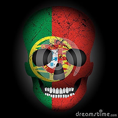 Skull flag Portugal Vector Illustration