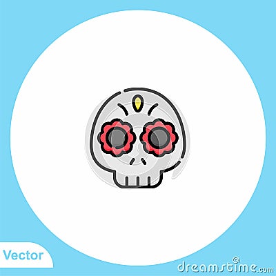 Skull flat vector icon sign symbol Cartoon Illustration
