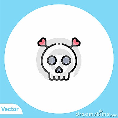 Skull flat vector icon sign symbol Vector Illustration