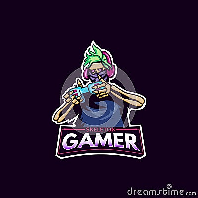 Skull gamer mascot logo design vector Skull logo mascot logo gamer logo Stock Photo