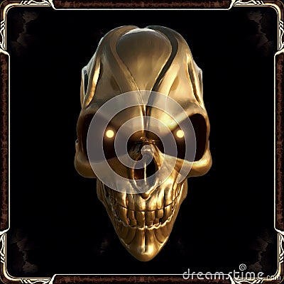 Skull with glowing golden eyes Stock Photo