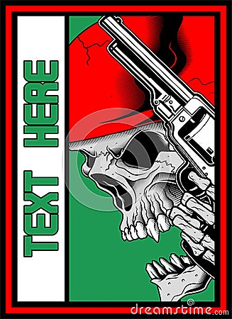 Skull with gun iluustration vector Vector Illustration