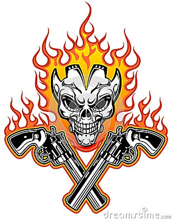 Skull with guns Stock Photo