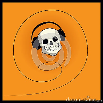 Skull with headphones Vector Illustration