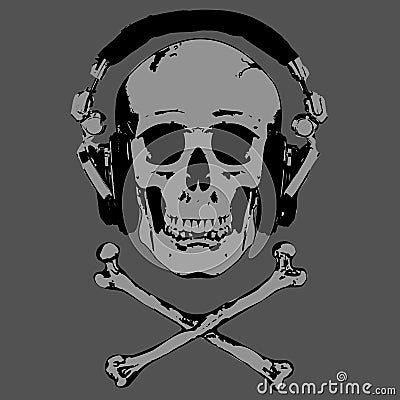 Skull and Headphones vector Vector Illustration