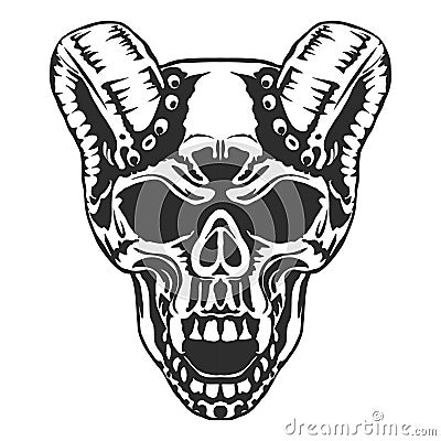 Skull, horned demon. Vector Vector Illustration