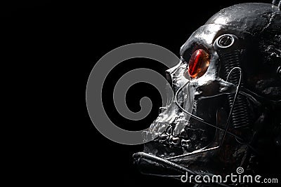 Skull of a human size robot Stock Photo