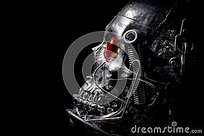 Skull of a human size robot Stock Photo