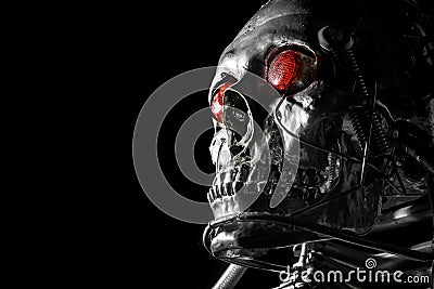 Skull of a human size robot Stock Photo