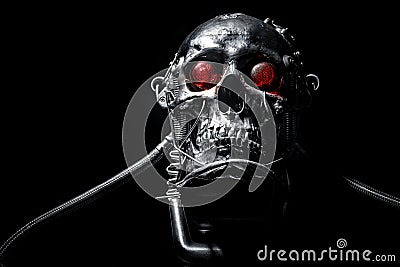 Skull of a human size robot Stock Photo