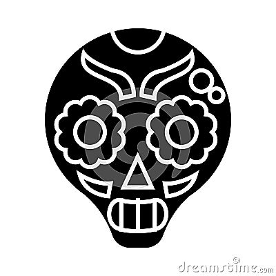 skull icon, vector illustration, black sign on isolated background Vector Illustration