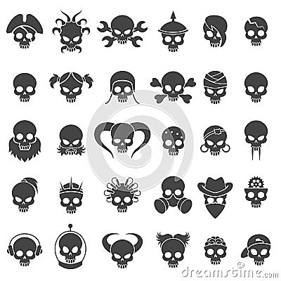 Skull icons set Vector Illustration