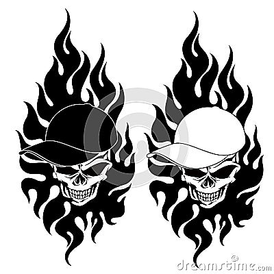 Skull illustration covered with a cap, Vector Illustration