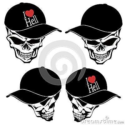 Skull illustration covered with a cap, Vector Illustration