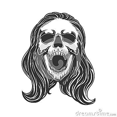 skull lady screaming vector illustration Vector Illustration