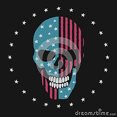 Skull like the american flag Vector Illustration