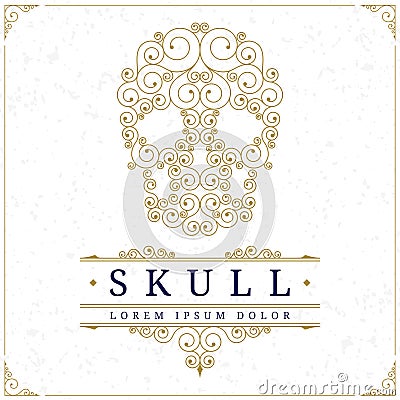 Skull logo template in vintage style Vector Illustration