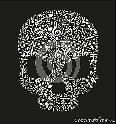 Skull made from notes Vector Illustration