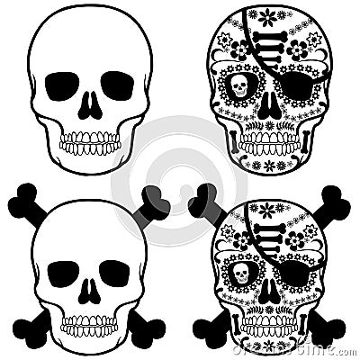 Skull Mexican pirate Stock Photo