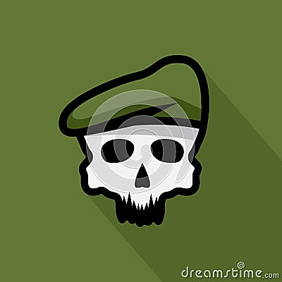 Skull in military beret vector design Vector Illustration