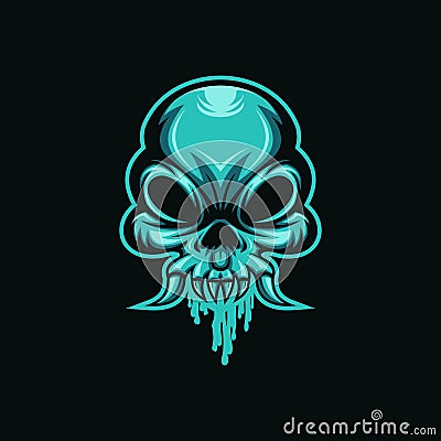 Skull mucus head monster logo vector Stock Photo