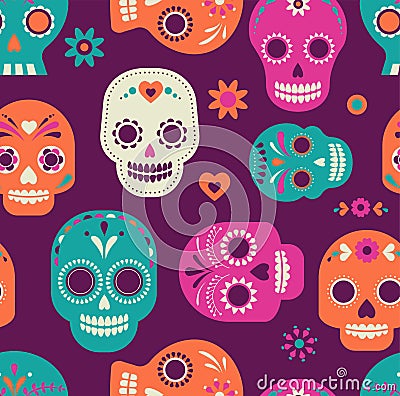 Skull pattern, Mexican day of the dead Vector Illustration