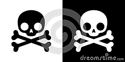 Skull pirate icon crossbones Halloween logo symbol bone ghost character cartoon illustration doodle design Cartoon Illustration