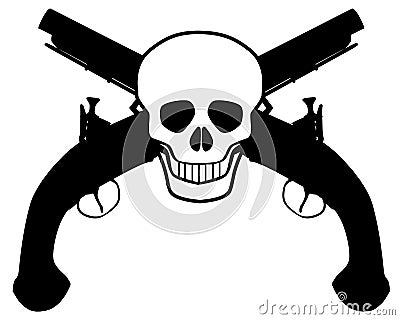 Skull and Pistols Vector Illustration