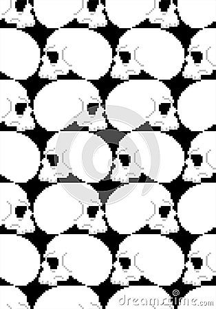 Skull pixel art pattern seamless. 8 bit cranium background. pixelated Vector texture Vector Illustration