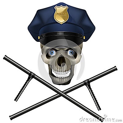 Skull in a police cap Vector Illustration