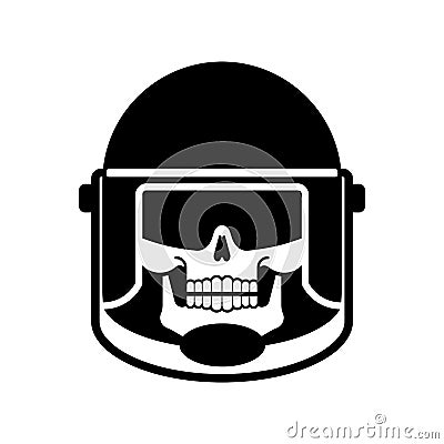 Skull in police protect mask. Skeleton riot police. Punitive intimidating power Vector Illustration