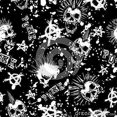 Skull_punk_background Vector Illustration
