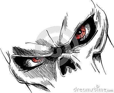 Skull with red eyes Cartoon Vector Image Vector Illustration