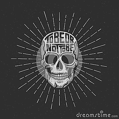 Skull retro lettering Vector Illustration