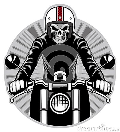 Skull ride a motorbike Vector Illustration