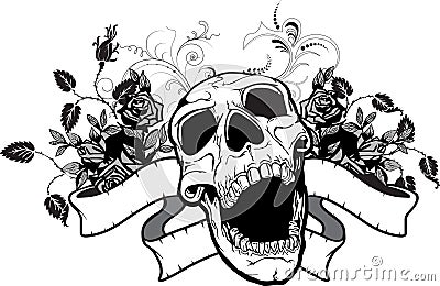 Skull & Roses Vector Illustration