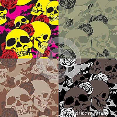 Skull&Roses camo Vector Illustration