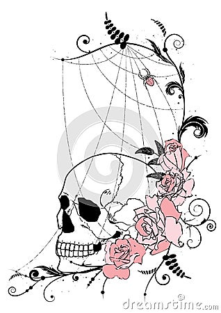 Skull and roses Vector Illustration