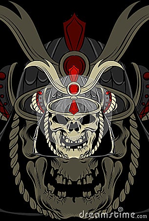 Skull with samurai vector illustration Vector Illustration