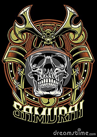 Skull of samurai warrior Vector Illustration