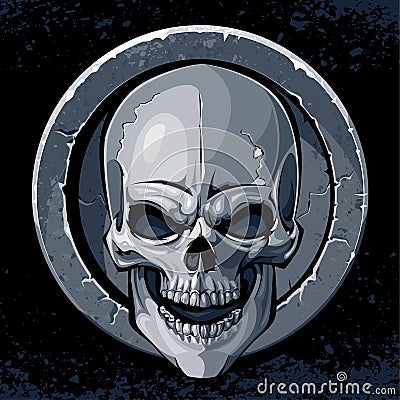 Skull in stone Vector Illustration