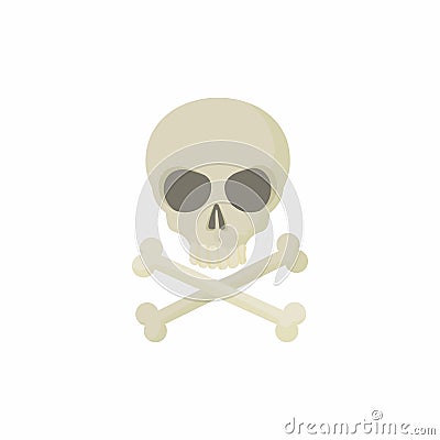 Skull with two crossed bones icon, cartoon style Stock Photo