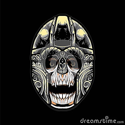 skull viking helmet Vector Illustration Vector Illustration